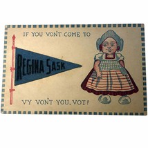 &quot;If you vont come to Regina Sask vy vont you, vot?&quot; vintage postcard felt penant - £15.95 GBP