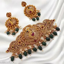 Temple Allure Kundan Jewelry Traditional Bridal South Jewelry Set g - £5.32 GBP