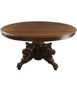 Antique Dining Table Hunting French Renaissance Carved Dragon Legs Pedestal - £2,756.40 GBP