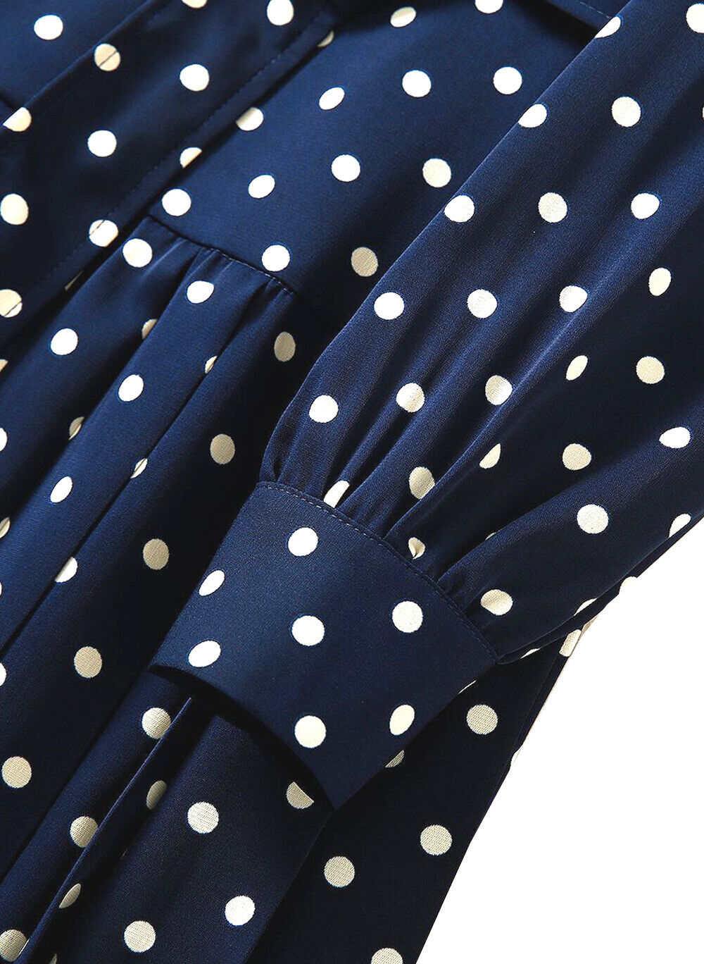 Kate Middleton Inspired Victorian Navy Polka Dot Print Puffy Pleated Dress OZ Item image 5