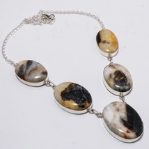 Buffalo Jasper Oval Shape Gemstone Handmade Fashion Necklace Jewelry 18&quot; SA 2435 - £7.83 GBP