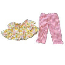Toddler Girls Gymboree Spring Floral Skirt &amp; Pink Plaid Pants 4T - £9.34 GBP