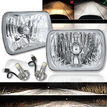7X6&quot; 6000K LED Crystal Clear Glass Metal Headlight H4 Light Bulb Headlamp Pair - £78.62 GBP