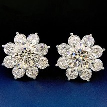 100% 925 Sterling Silver 8 Flowers High Carbon Diamond Gemstone Wedding ... - $53.15