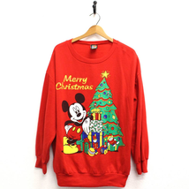 Vintage Walt Disney Mickey Santa Holiday Christmas Sweatshirt XL - £66.97 GBP