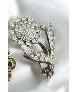 Vintage Clear Rhinestone Flower Brooch Pin Silver Tone - $8.99