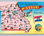 Greetings From Missouri Map View MO UNP Chrome Postcard P6 - £2.80 GBP
