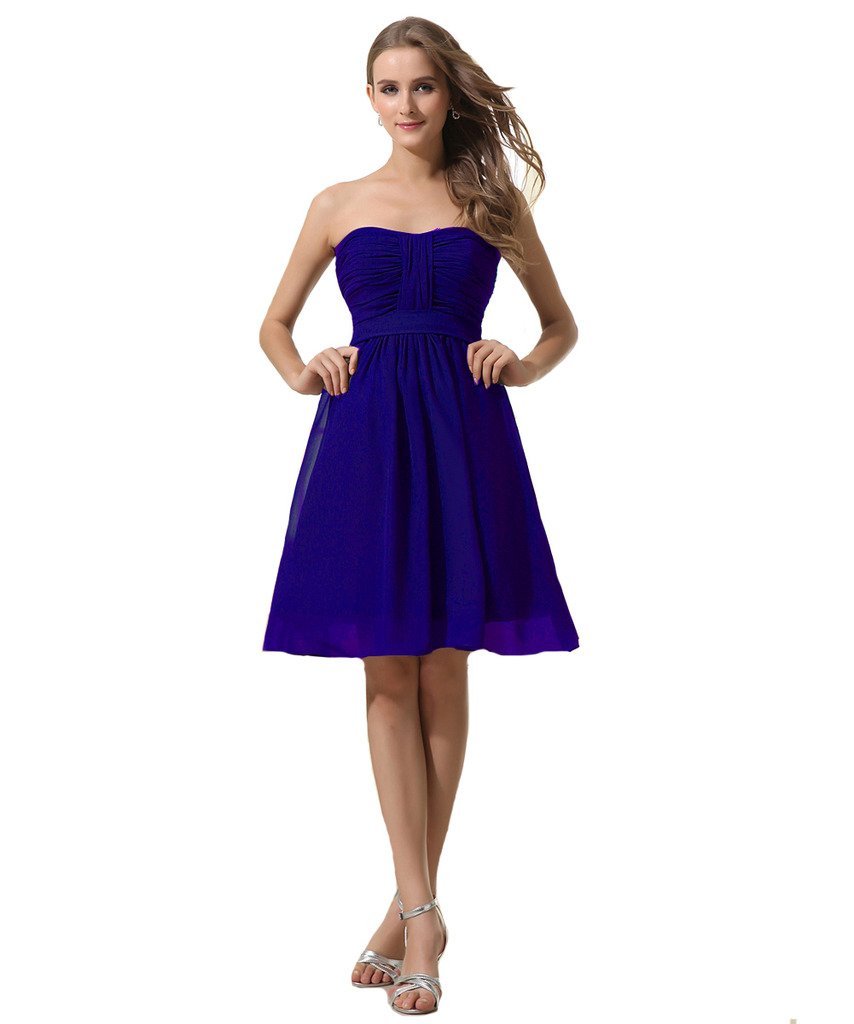 Kivary Women's Short Knee Length Bridesmaid Dresses A Line Beach Royal Blue US 6