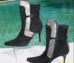Donald Pliner Couture Suede Leather Boot Shoe New Pewter Metallic NIB $595 - $238.00