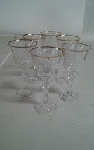 VTG Set of 6 Czech Lead Crystal Guild Gold Rim Wine Glasses Water - £97.21 GBP