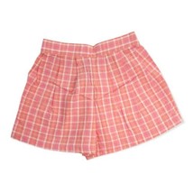 Vintage Gymboree Shorts Girls Small Pink Apple Blossoms Plaid Rainbow Tag 90s - £17.32 GBP