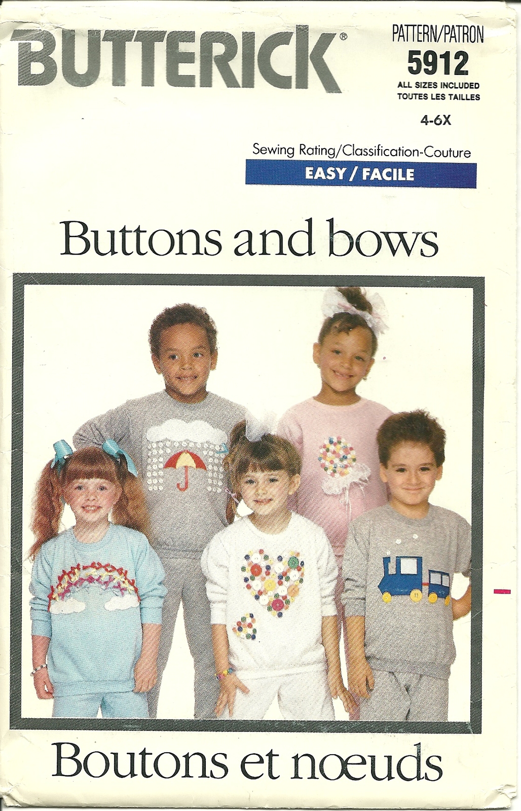 Butterick Sewing Pattern 5912 Childrens Sweat Suit Pants Top Size 4 5 6 6X New - $9.99