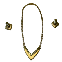 Vintage Daria Necklace Door Knocker Earrings Gold Tone Costume Jewelry Set - £48.10 GBP