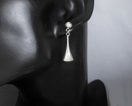 Geometric Drop Stud Earrings 925 Sterling Silver, Handmade Women Dangle ... - $45.00