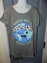 Justice Gray Earth Day Is Every Day Short Sleeve Shirt Size 10 Girl&#39;s New - £14.53 GBP