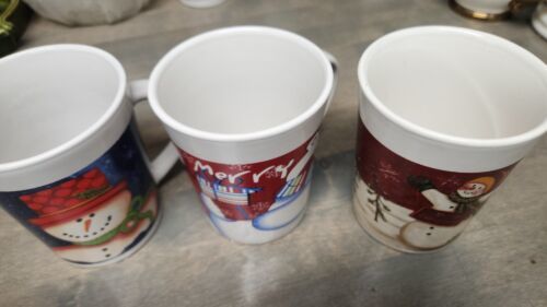 16oz Coffee Tea Cup Mug Christmas Winter Set of 3 Royal Norfolk Greenbrier Int. - £11.89 GBP