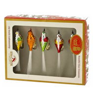 Kurt Adler Box Set Of 5 Early Years 4.5&quot; Glass CLIP-ON Bird Xmas Ornaments C1929 - $24.88