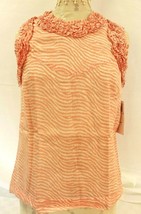 French Connection Women&#39;s Blouse Size 4 Peach White Animal Print MSRP $118 NWT - £19.54 GBP