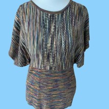 John Paul Richard Ladies Raglan Sleeve Multi Color Top Tunic Sweater Euc M - £29.11 GBP