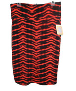 Lularoe Cassie Pencil Skirt Women&#39;s Large Knit Pull On Orange Black - £13.11 GBP