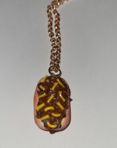 Chili Cheese Dog Necklace Gold Tone Fast Food Chili Hot Dog Cheese  - £7.19 GBP