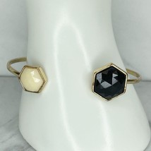 Gold Tone Black and White Geometric Cuff Bangle Bracelet - £5.51 GBP