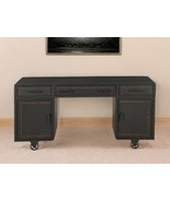 63 Inch Gray Metal Executive Desk With Two Cabinets Three Drawers - $1,959.90 CAD
