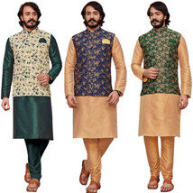 Kurta Pajama &amp; Modi Jacket Embroidery Wedding Party fashion Wear Jacquard 34-46 - £42.11 GBP