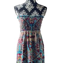 VTG. Forever 21 Dress Size S/P Tube Maxi Multicolor Floral Ruched Long D... - $10.84