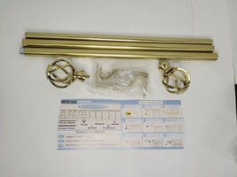 NIB 3/4&quot; Diameter Gold Curtain Rod with Twisted Cage Finials Size 18-45&quot; - £10.11 GBP