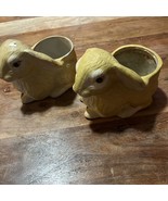 Bunny Rabbit Planter Realistic Tan White Ceramic Pair Easter Porcelain - €16,18 EUR