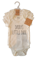 RAE DUNN Baby Bodysuit Set | Daddy&#39;s Litlle Dude | Set of 3 | 6-9M | NWT - £15.17 GBP