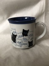 Otagiri mug cats black white ceramic embossed Japan - $24.74