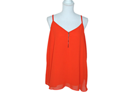 Torrid Bright Coral Orange Zipper Front Thin Strap Tank Top Flare Bottom... - £15.11 GBP