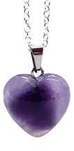 Amethyst Necklace Love Heart Pendant Dark Purple Healing Stone Silver Yoga Chain - £4.08 GBP