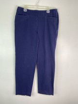 Talbots Heritage Ankle Pants Womens 8 Side Zip Front Pockets Cotton Stretch Blue - £10.79 GBP