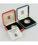 1988 Grand Bretagne Un Livre Deux Pièce de Monnaie Lot En Argent Preuve &amp; - €94,56 EUR