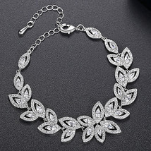 New Fashion AAA Cubic Zircon Flower Bracelet for Women Wedding Bridal Bracelets  - £19.81 GBP