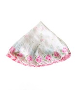 Vintage Floral Linen 13 in Handkerchief Crotchet Edging Cottagecore Whit... - £10.89 GBP