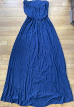 * west kei solid navy blue stretch maxi dress strapless medium - $22.77