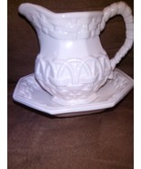 Pitcher and Bowl/Saucer in basket pattern Vintage EUC - $15.00