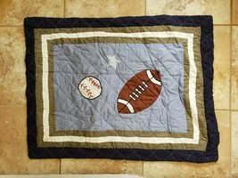 Quilt Quilted Pillow Sham Football Baseball Sports Stars - £11.87 GBP