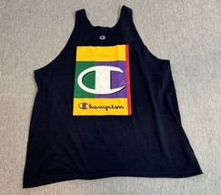 Vintage Champion Shirt Tank Top Mens XL Blue Big Court Logo 90s Tee Colo... - $599.29 MXN