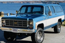 1978 Chevrolet Suburban blue-white | 24x36 inch POSTER | classic vintage car - £16.53 GBP