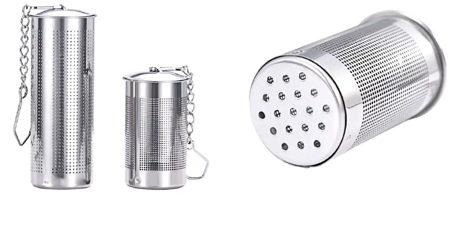 Stainless Steel Tea Infuser & Strainer Fine Mesh Tea Ball with Chain Hook 2 Pcs  - £16.71 GBP