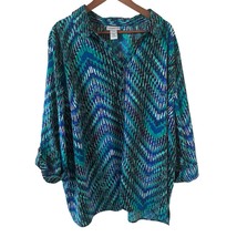 Catherines Womens Colorful Top Size 3X 26/28W Abstract Office Bohemian S... - $27.99