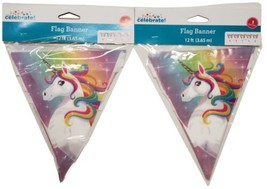 12 Ft Unicorn Birthday Flag Banner Rainbow Sparkles Cute Lot of 2 New - £7.76 GBP