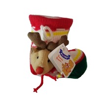 Vintage Christmas Stocking Knit Plush Reindeer Flomo Friends Forever Holiday Tag - £10.34 GBP
