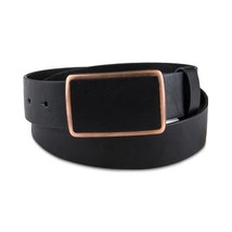 Sun + Stone Men&#39;s Faux Leather Plaque Buckle Belt Brown-Small 30-32W - £11.95 GBP