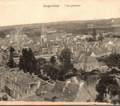 c1910 Argenton sur Creuse France Aerial View Unposted Divided Back Postcard - $9.95